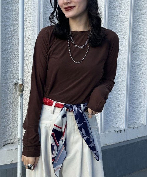 JEANASIS(ジーナシス)の「シャドーシアーLS TEE/323147(Tシャツ/カットソー・レディース・ホワイト/ブラック/グレー系その他/ライトグレー系/ブラウン・FREE)」の1枚目の写真