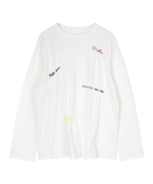 miette(ミエット)の「ランダム刺繍ロンT(Tシャツ/カットソー・レディース・ベージュ/オフホワイト/ブラック・FREE)」の4枚目の写真