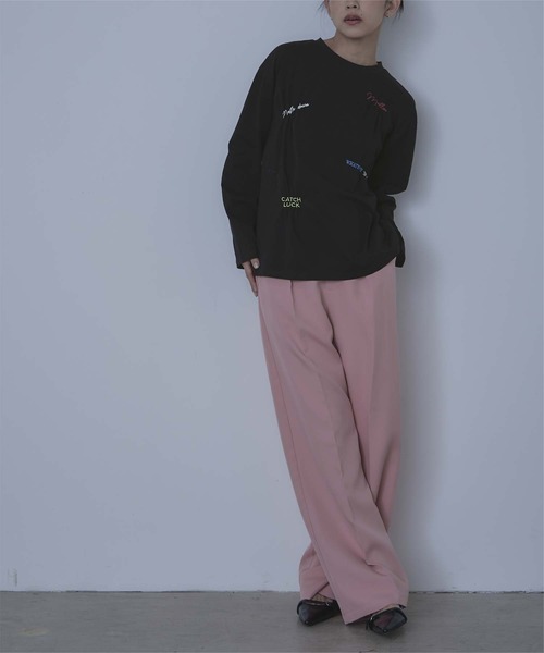 miette(ミエット)の「ランダム刺繍ロンT(Tシャツ/カットソー・レディース・ベージュ/オフホワイト/ブラック・FREE)」の16枚目の写真
