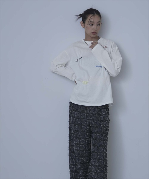 miette(ミエット)の「ランダム刺繍ロンT(Tシャツ/カットソー・レディース・ベージュ/オフホワイト/ブラック・FREE)」の8枚目の写真