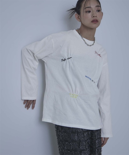 miette(ミエット)の「ランダム刺繍ロンT(Tシャツ/カットソー・レディース・ベージュ/オフホワイト/ブラック・FREE)」の10枚目の写真