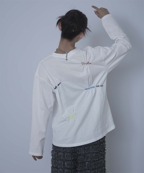 miette(ミエット)の「ランダム刺繍ロンT(Tシャツ/カットソー・レディース・ベージュ/オフホワイト/ブラック・FREE)」の12枚目の写真