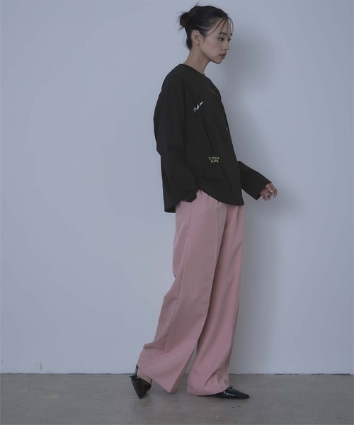 miette(ミエット)の「ランダム刺繍ロンT(Tシャツ/カットソー・レディース・ベージュ/オフホワイト/ブラック・FREE)」の21枚目の写真