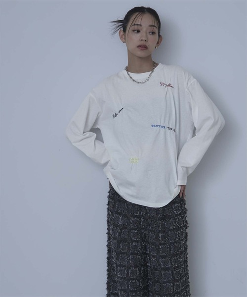 miette(ミエット)の「ランダム刺繍ロンT(Tシャツ/カットソー・レディース・ベージュ/オフホワイト/ブラック・FREE)」の13枚目の写真