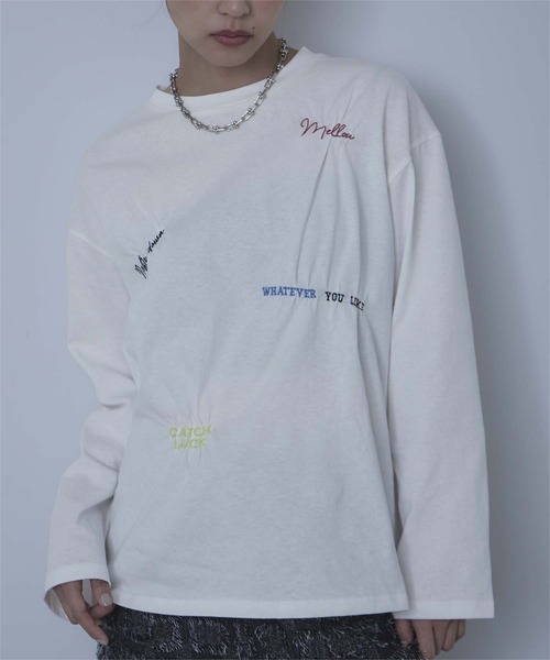 miette(ミエット)の「ランダム刺繍ロンT(Tシャツ/カットソー・レディース・ベージュ/オフホワイト/ブラック・FREE)」の14枚目の写真