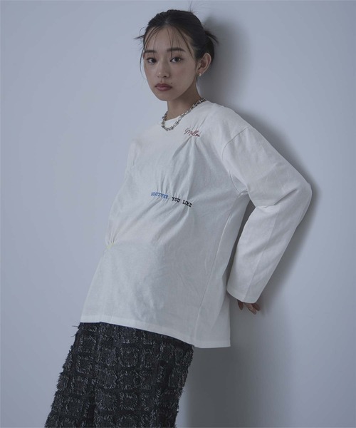 miette(ミエット)の「ランダム刺繍ロンT(Tシャツ/カットソー・レディース・ベージュ/オフホワイト/ブラック・FREE)」の15枚目の写真