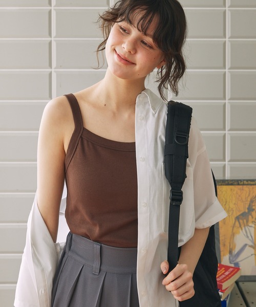 MONO-MART LADY'S（モノマートレディース）の「アソート スクエアネック カップ付きキャミソール（キャミソール・レディース・ネイビー/ブラック/アイボリー系/アイボリー/ブラック系/グレー系1/ピンク系/ブラウン/グレー系・M/S）」の6枚目の写真