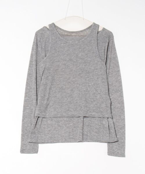 STYLEBLOCK(スタイルブロック)の「シアーリブタンクセットトップス(Tシャツ/カットソー・レディース・ホワイト/ブラック/ベージュ/グレー/イエロー・M)」の4枚目の写真