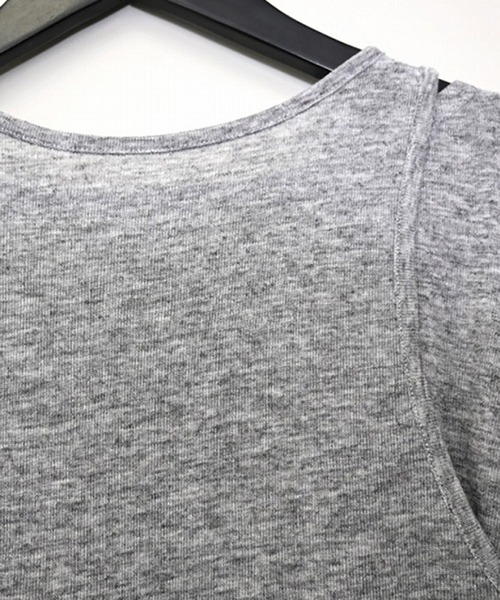 STYLEBLOCK(スタイルブロック)の「シアーリブタンクセットトップス(Tシャツ/カットソー・レディース・ホワイト/ブラック/ベージュ/グレー/イエロー・M)」の7枚目の写真