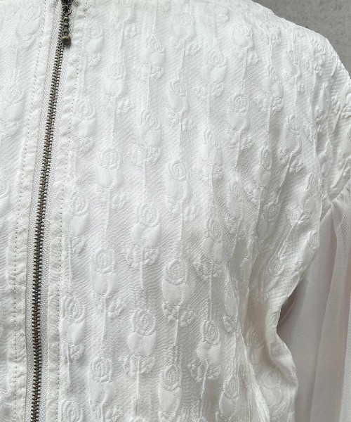 F i.n.t（フィント）の「チュールスリーブジャガードブルゾン/fint　フィント（ブルゾン・レディース・アイボリー/ライトピンク・FREE）」の7枚目の写真