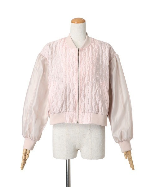 F i.n.t（フィント）の「チュールスリーブジャガードブルゾン/fint　フィント（ブルゾン・レディース・アイボリー/ライトピンク・FREE）」の16枚目の写真