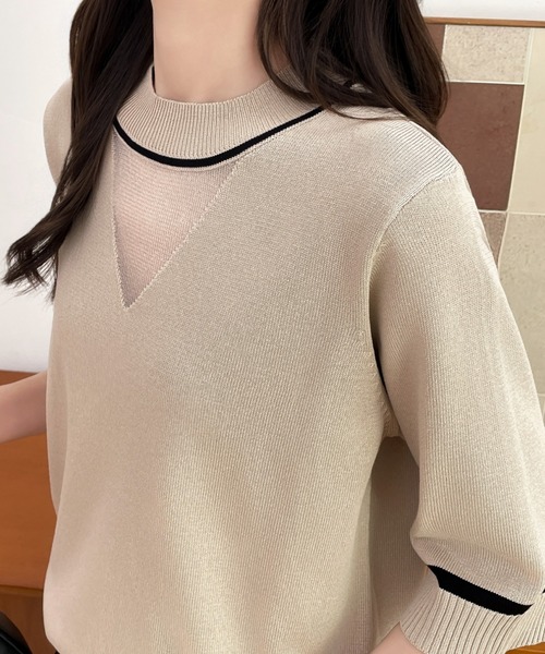 ABITOKYO(アビトーキョー)の「フロントシアードッキング配色ラインニットプルオーバー(ニット/セーター・レディース・ブラック/ベージュ/ネイビー・M/L)」の11枚目の写真