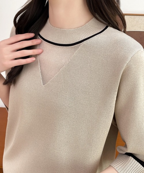 ABITOKYO(アビトーキョー)の「フロントシアードッキング配色ラインニットプルオーバー(ニット/セーター・レディース・ブラック/ベージュ/ネイビー・M/L)」の12枚目の写真