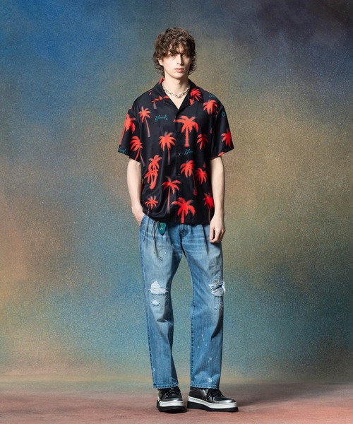 glamb(グラム)の「Palm Aloha Shirt / パームアロハシャツ(シャツ/ブラウス・メンズ・ベージュ/ブラック・S/M/L)」の4枚目の写真