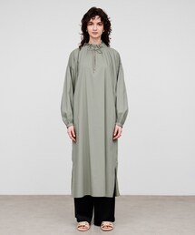 cloenc | 【手洗い可】コットンブレンドギャザーワンピース(ワンピース)