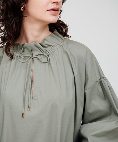 cloenc（クロエンス）の「【手洗い可】ギャザーリボンワンピース（ワンピース・レディース・チャコールグレー/カーキ・02/03/01）」の7枚目の写真