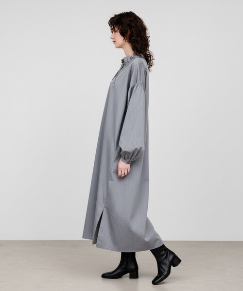 cloenc（クロエンス）の「【手洗い可】ギャザーリボンワンピース（ワンピース・レディース・チャコールグレー/カーキ・02/03/01）」の10枚目の写真