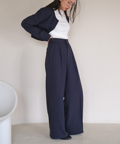 AKTE（アクテ）の「ハイウエストワイドパンツ（その他パンツ・レディース・ベージュ/ネイビー・1/2/2T）」の7枚目の写真