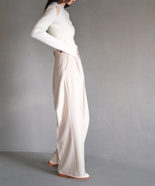 AKTE（アクテ）の「ハイウエストワイドパンツ（その他パンツ・レディース・ベージュ/ネイビー・1/2/2T）」の12枚目の写真