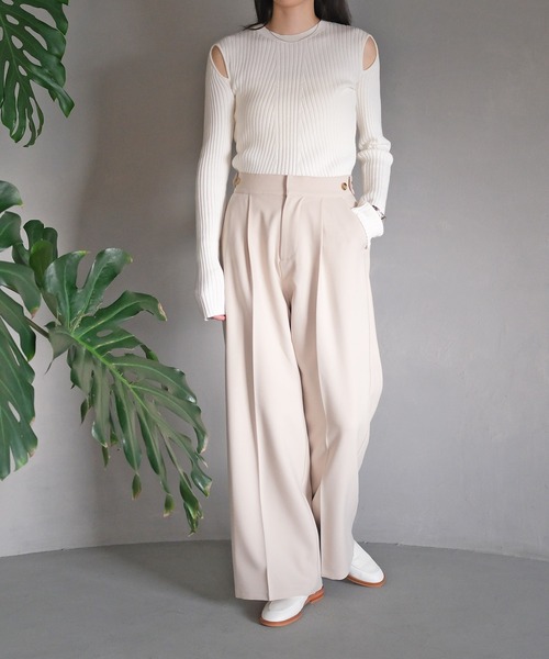 AKTE（アクテ）の「ハイウエストワイドパンツ（その他パンツ・レディース・ベージュ/ネイビー・1/2/2T）」の14枚目の写真