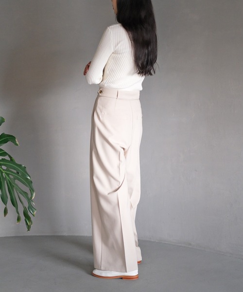 AKTE（アクテ）の「ハイウエストワイドパンツ（その他パンツ・レディース・ベージュ/ネイビー・1/2/2T）」の15枚目の写真