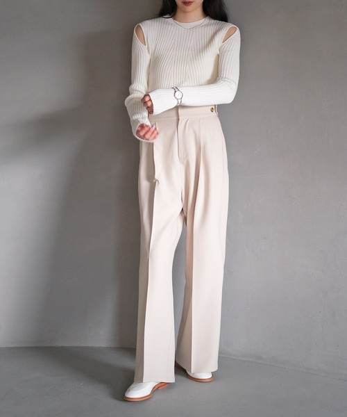 AKTE（アクテ）の「ハイウエストワイドパンツ（その他パンツ・レディース・ベージュ/ネイビー・1/2/2T）」の16枚目の写真