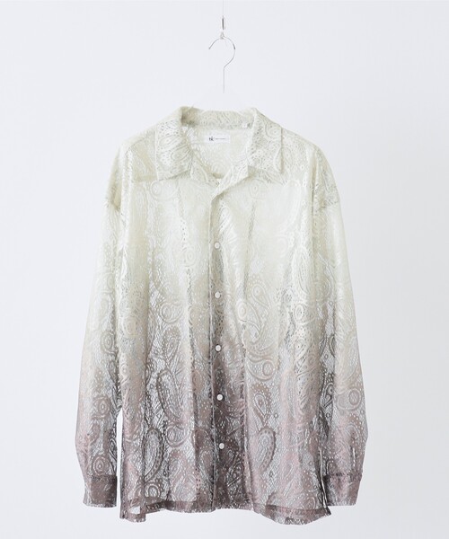 tk.TAKEO KIKUCHI（ティーケータケオキクチ）の「グラデペイズリーレースシャツ（シャツ/ブラウス・メンズ・ライトベージュ/ライトブルー/ライトグレー/オフホワイト・04/02/03）」の5枚目の写真