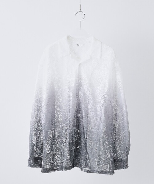 tk.TAKEO KIKUCHI（ティーケータケオキクチ）の「グラデペイズリーレースシャツ（シャツ/ブラウス・メンズ・ライトベージュ/ライトブルー/ライトグレー/オフホワイト・04/02/03）」の6枚目の写真