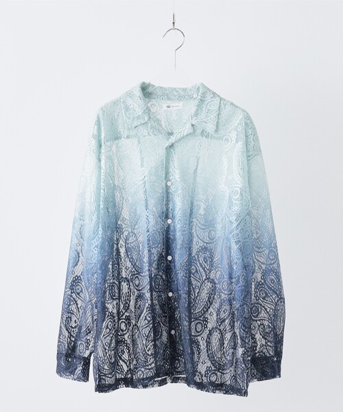 tk.TAKEO KIKUCHI（ティーケータケオキクチ）の「グラデペイズリーレースシャツ（シャツ/ブラウス・メンズ・ライトベージュ/ライトブルー/ライトグレー/オフホワイト・04/02/03）」の7枚目の写真