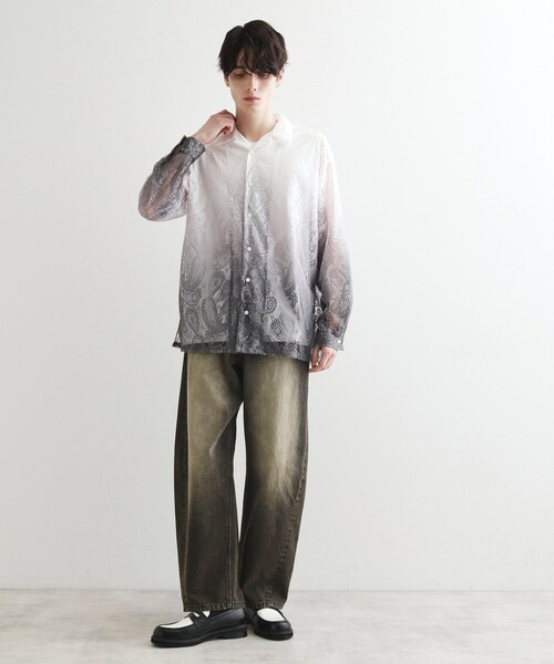 tk.TAKEO KIKUCHI（ティーケータケオキクチ）の「グラデペイズリーレースシャツ（シャツ/ブラウス・メンズ・ライトベージュ/ライトブルー/ライトグレー/オフホワイト・04/02/03）」の10枚目の写真
