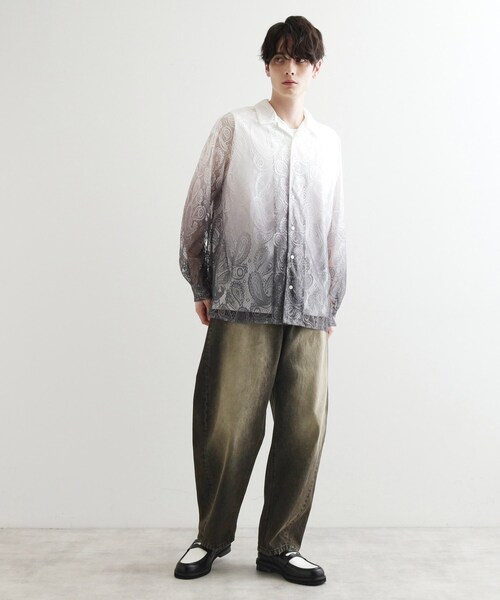 tk.TAKEO KIKUCHI（ティーケータケオキクチ）の「グラデペイズリーレースシャツ（シャツ/ブラウス・メンズ・ライトベージュ/ライトブルー/ライトグレー/オフホワイト・04/02/03）」の11枚目の写真