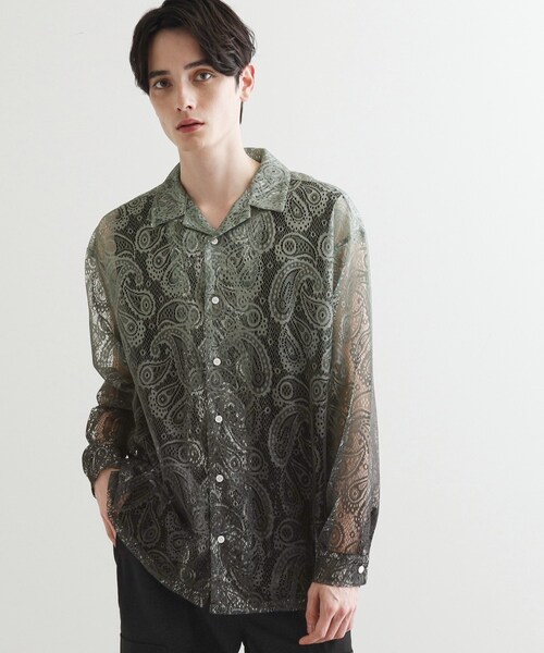 tk.TAKEO KIKUCHI（ティーケータケオキクチ）の「グラデペイズリーレースシャツ（シャツ/ブラウス・メンズ・ライトベージュ/ライトブルー/ライトグレー/オフホワイト・04/02/03）」の13枚目の写真