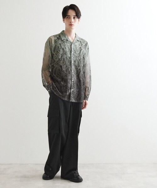 tk.TAKEO KIKUCHI（ティーケータケオキクチ）の「グラデペイズリーレースシャツ（シャツ/ブラウス・メンズ・ライトベージュ/ライトブルー/ライトグレー/オフホワイト・04/02/03）」の15枚目の写真