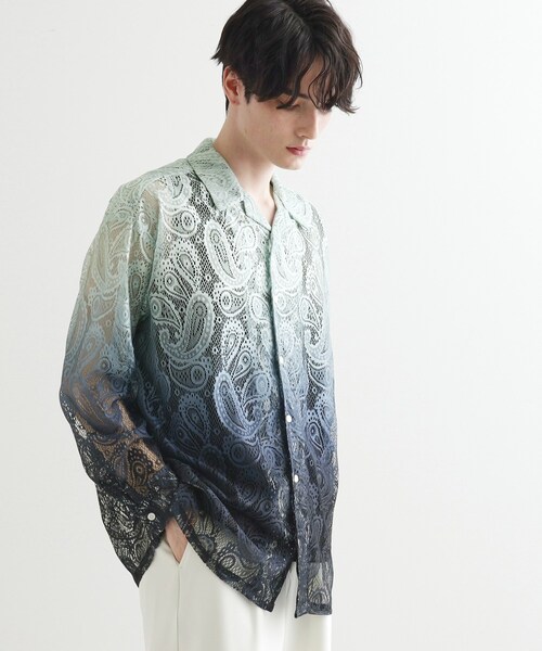 tk.TAKEO KIKUCHI（ティーケータケオキクチ）の「グラデペイズリーレースシャツ（シャツ/ブラウス・メンズ・ライトベージュ/ライトブルー/ライトグレー/オフホワイト・04/02/03）」の21枚目の写真