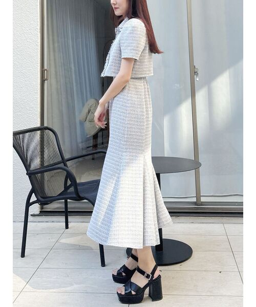 MERCURYDUO(マーキュリーデュオ)の「カットアウトツイードマーメイドワンピース(ワンピース・レディース・ブラック/ライトブルー/ライトグレー・MEDIUM/SMALL)」の9枚目の写真