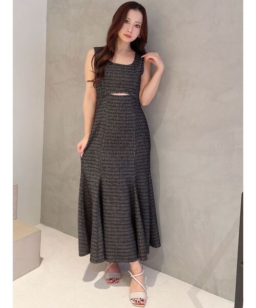 MERCURYDUO(マーキュリーデュオ)の「カットアウトツイードマーメイドワンピース(ワンピース・レディース・ブラック/ライトブルー/ライトグレー・MEDIUM/SMALL)」の11枚目の写真