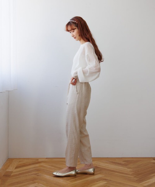 flower（フラワー）の「ステップギンガムパンツ（その他パンツ・レディース・ベージュ/ブラック・FREE）」の7枚目の写真