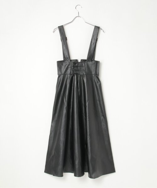 VENCEEXCHANGE（ヴァンスエクスチェンジ）の「合皮ジャンスカ（ジャンパースカート・レディース・ブラック/ブラウン・FREE）」の4枚目の写真