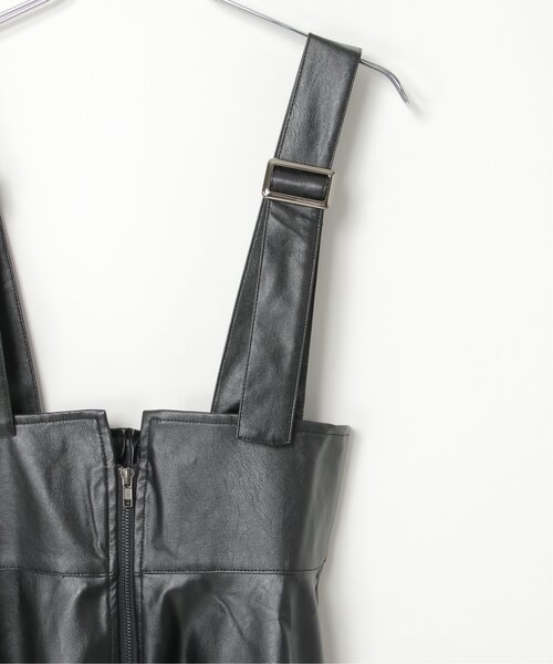 VENCEEXCHANGE（ヴァンスエクスチェンジ）の「合皮ジャンスカ（ジャンパースカート・レディース・ブラック/ブラウン・FREE）」の5枚目の写真