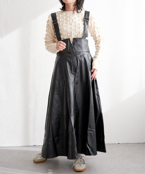 VENCEEXCHANGE（ヴァンスエクスチェンジ）の「合皮ジャンスカ（ジャンパースカート・レディース・ブラック/ブラウン・FREE）」の17枚目の写真