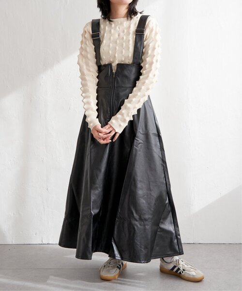 VENCEEXCHANGE（ヴァンスエクスチェンジ）の「合皮ジャンスカ（ジャンパースカート・レディース・ブラック/ブラウン・FREE）」の18枚目の写真
