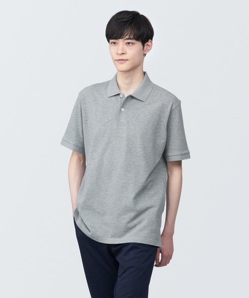 無印良品（ムジルシリョウヒン）の「紳士　洗いざらし鹿の子編み半袖ポロシャツ（ポロシャツ・メンズ・ホワイト/ダークネイビー/ブラウン/グレー/ダークグリーン/ブラック・S/M/L/XL）」の3枚目の写真