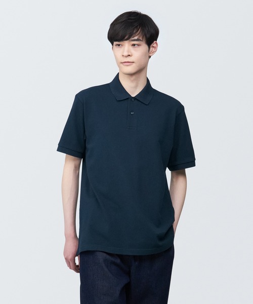 無印良品（ムジルシリョウヒン）の「紳士　洗いざらし鹿の子編み半袖ポロシャツ（ポロシャツ・メンズ・ホワイト/ダークネイビー/ブラウン/グレー/ダークグリーン/ブラック・S/M/L/XL）」の6枚目の写真