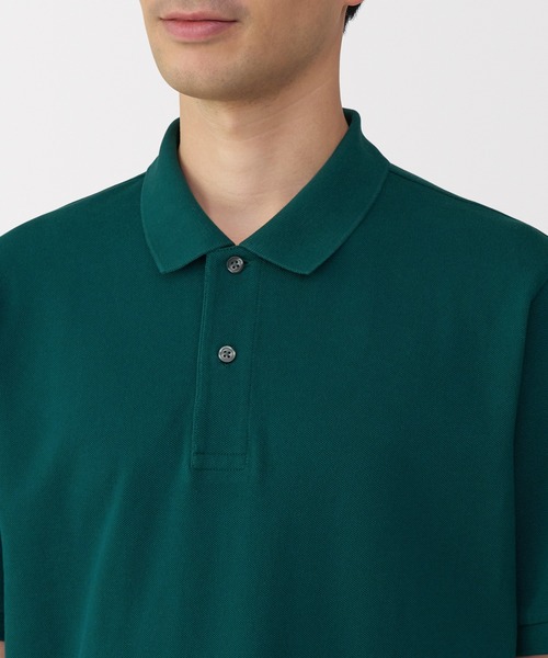 無印良品（ムジルシリョウヒン）の「紳士　洗いざらし鹿の子編み半袖ポロシャツ（ポロシャツ・メンズ・ホワイト/ダークネイビー/ブラウン/グレー/ダークグリーン/ブラック・S/M/L/XL）」の18枚目の写真