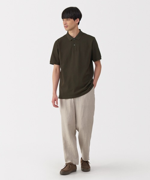 無印良品（ムジルシリョウヒン）の「紳士　洗いざらし鹿の子編み半袖ポロシャツ（ポロシャツ・メンズ・ホワイト/ダークネイビー/ブラウン/グレー/ダークグリーン/ブラック・S/M/L/XL）」の8枚目の写真