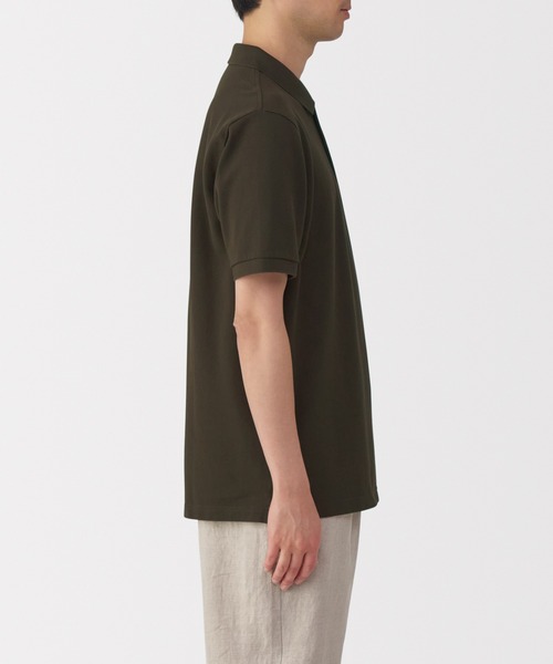 無印良品（ムジルシリョウヒン）の「紳士　洗いざらし鹿の子編み半袖ポロシャツ（ポロシャツ・メンズ・ホワイト/ダークネイビー/ブラウン/グレー/ダークグリーン/ブラック・S/M/L/XL）」の9枚目の写真