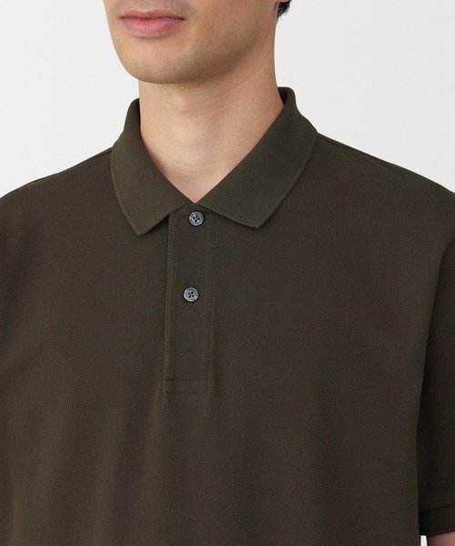 無印良品（ムジルシリョウヒン）の「紳士　洗いざらし鹿の子編み半袖ポロシャツ（ポロシャツ・メンズ・ホワイト/ダークネイビー/ブラウン/グレー/ダークグリーン/ブラック・S/M/L/XL）」の11枚目の写真