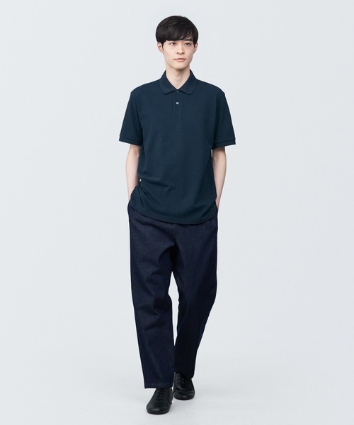 無印良品（ムジルシリョウヒン）の「紳士　洗いざらし鹿の子編み半袖ポロシャツ（ポロシャツ・メンズ・ホワイト/ダークネイビー/ブラウン/グレー/ダークグリーン/ブラック・S/M/L/XL）」の22枚目の写真