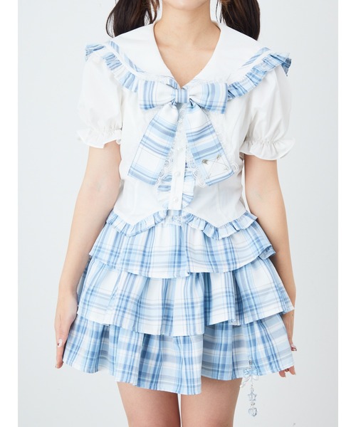 Ank Rouge(アンクルージュ)の「安全ピンセーラーブラウス(シャツ/ブラウス・レディース・ホワイト/ピンク/ブラック・M)」の10枚目の写真