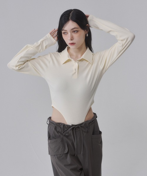 ENVYM（アンビー）の「カットリブボディスーツ【2026年秋新色】（Tシャツ/カットソー・レディース・ホワイト/イエロー/ブラック/アイボリー・FREE）」の19枚目の写真
